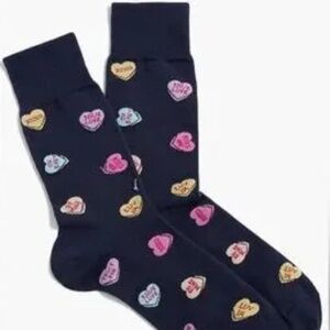 J. CREW Factory Men's Socks Novelty Candy Conversation Hearts Navy Dress OS